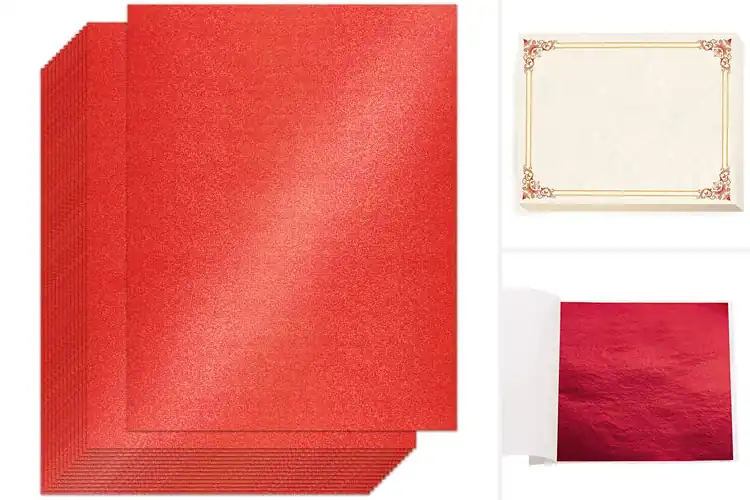 Detailed view of Best Gold Printed Red Papers: Stunning Craft‑Ready Style