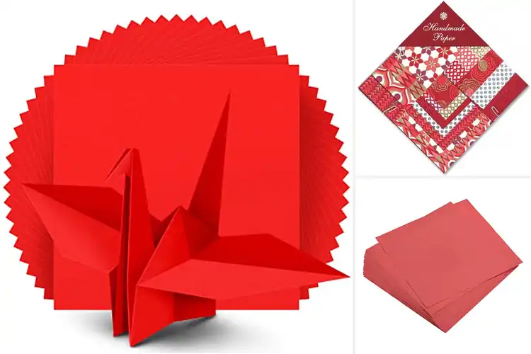 Detailed view of Best Handmade Square Red Papers for Smooth, Vibrant Crafting
