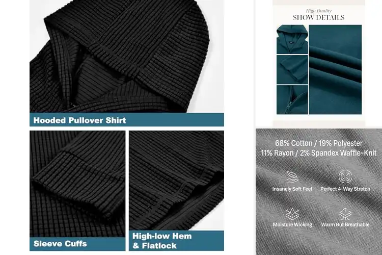 Detailed view of Best Thermal Hooded Tops